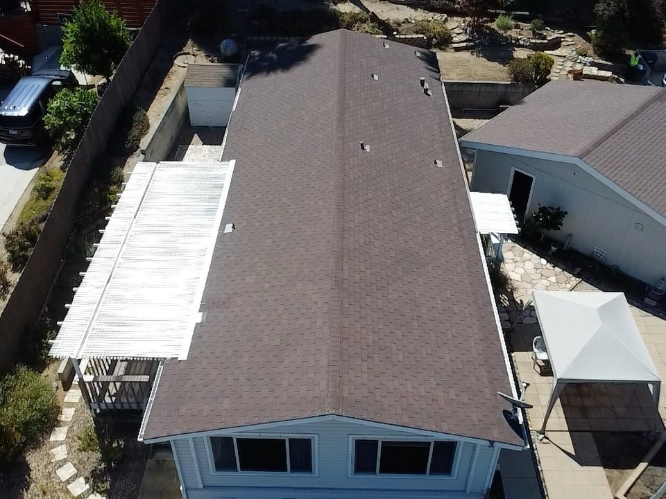Aerial drone roof inspection in Bonita, San Diego